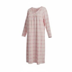 NWT Croft & Barrow Light Pink Plaid Nightgown, Soft Fleece, XL
